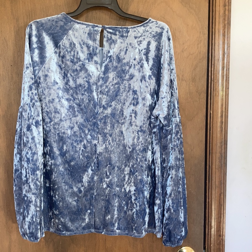 Relisted LC Lauren Conrad duller blue velvet volume sleeve top boho XL - Picture 16 of 17
